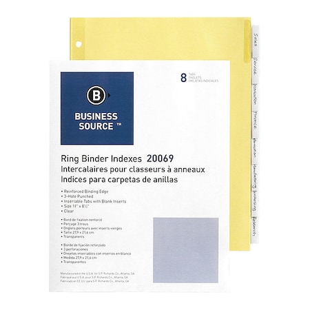 Dividers, Insert, 8-Tab, Clear MPN:20069