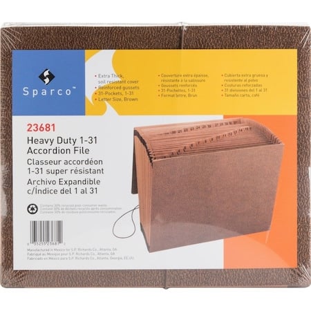 Expandable File Folders, Leather, Brown MPN:BSN23681