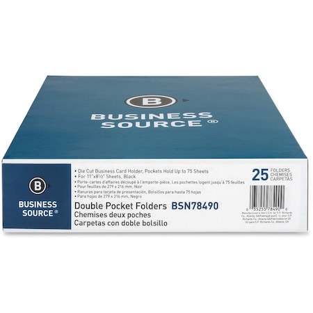 Pocket Folder, Black, Paper, PK25 MPN:BSN78490