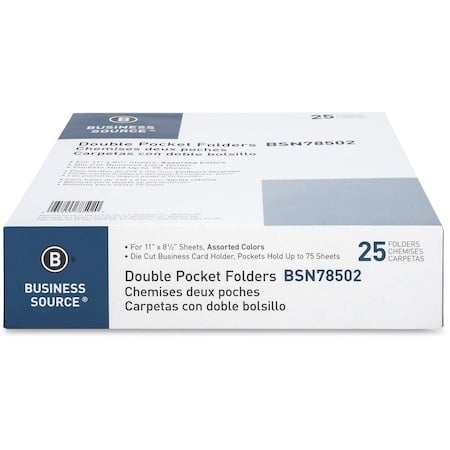 Pocket Folder, Assorted, Paper, PK25 MPN:BSN78502