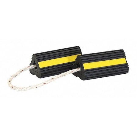 Rubber Wheel Chock Set 4x4x8 Inch with 3 Foot Rope MPN:WC24483