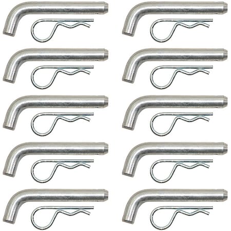 Hitch Pin, 5/8 in Dia, 4-5/16 in Usable L, Carbon Steel, 10 PK MPN:HP6253WC10