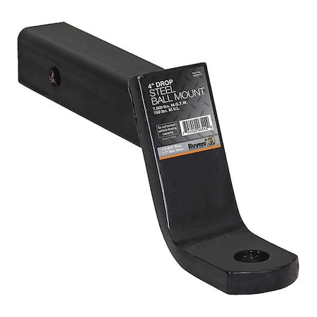 2 Inch Ball Mount With 4 Inch Drop x 10 Inch Long Tube Black MPN:1803013