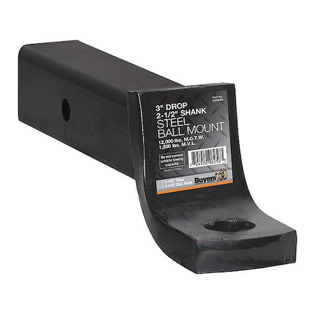 2-1/2 Inch Ball Mount With 3 Inch Drop x 10 Inch Long Tube Black MPN:1803405