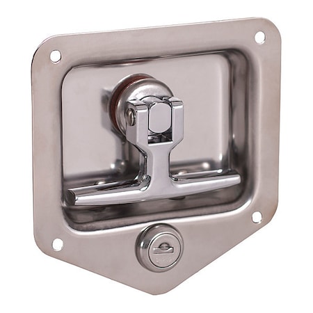 Zinc Plated Steel Flush Mount Single Point T-Handle Latch Assembly with Mounting Holes MPN:L8915