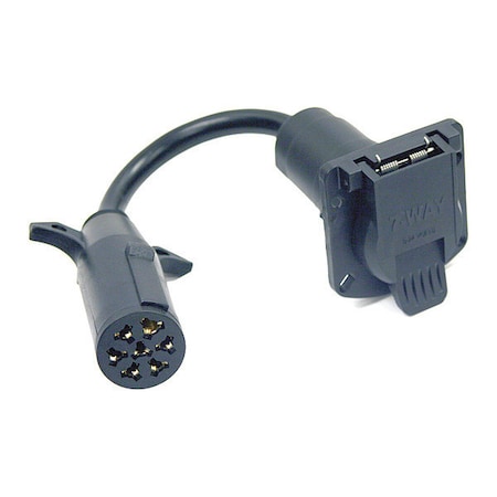 7-Way Round to 7-Way Flat Trailer Connector Adapter - Prewired 3 Inch Connection MPN:TC1077P