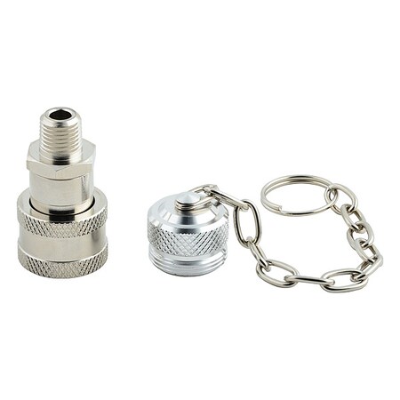 Hydraulic Quick Connect Hose Coupling, Steel Body, Thread-to-Connect Lock, 1/4