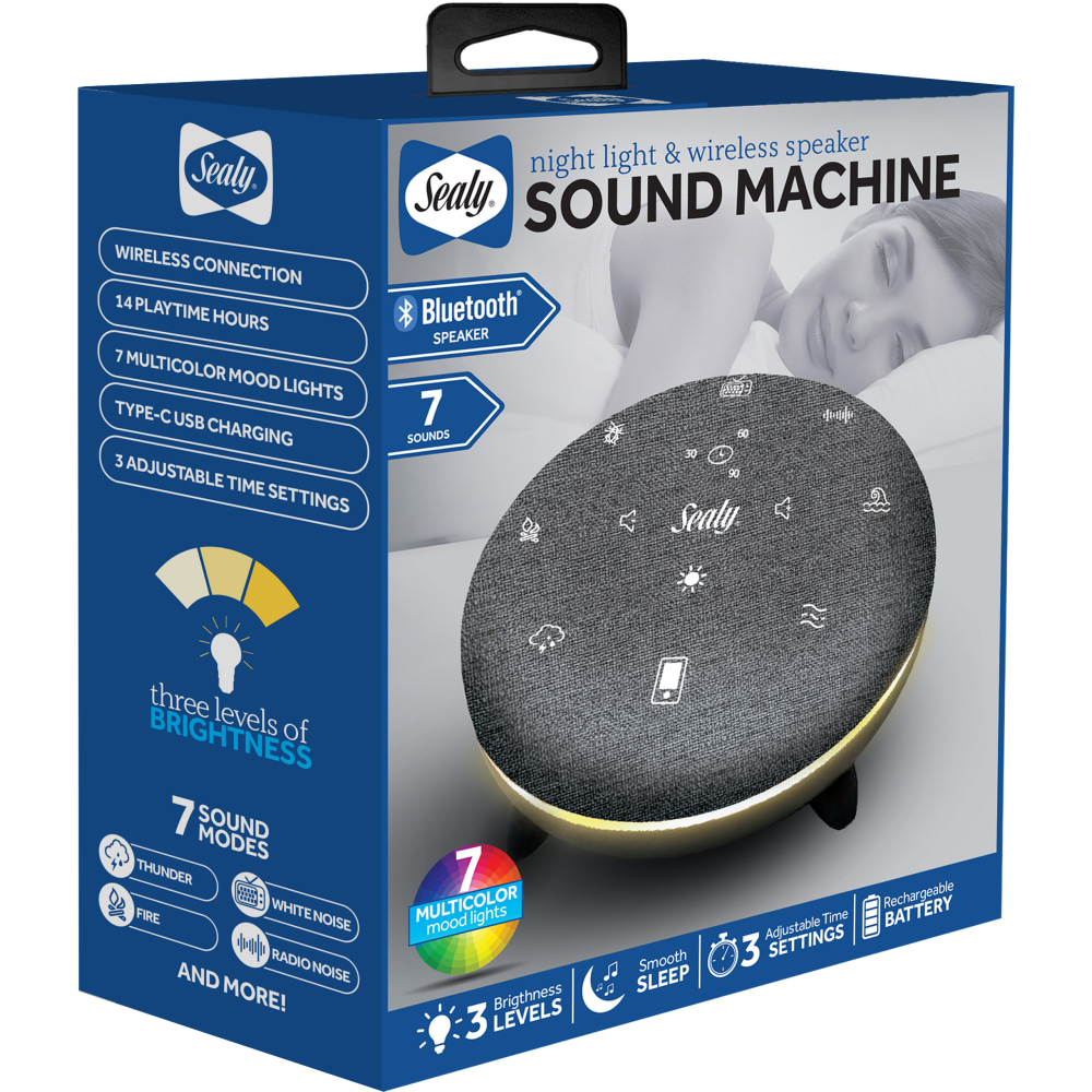 Sealy SL-HW-SN-102-GY Bluetooth Sound Speaker With Night Light, Gray MPN:SL-HW-SN-102-GY