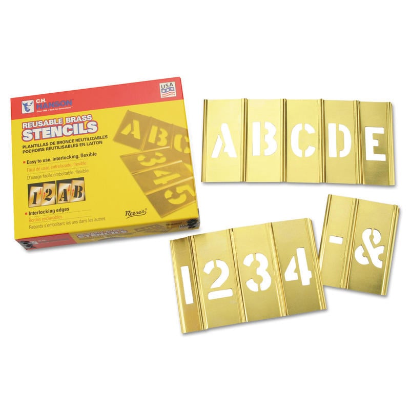 C.H. Hanson Brass Stencil Letter & Number Sets, Brass, 4 in MPN:10074