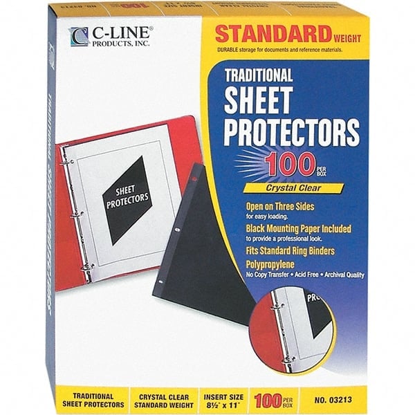 100 Pc Sheet Protector-Ring Binder: Clear MPN:03213 - Pkg Qty 100