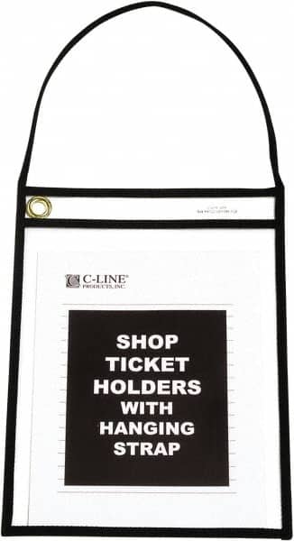 15 Pc Hanging Strap Stitched Shop Ticket Holder: Clear MPN:41922