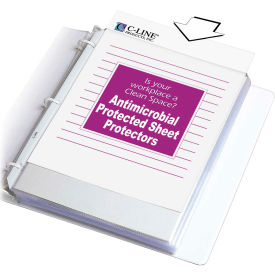 C-Line Products Heavyweight Poly Sheet Protector Antimicrobial Protected Clear 11 x 8 1/2 100/BX 62033