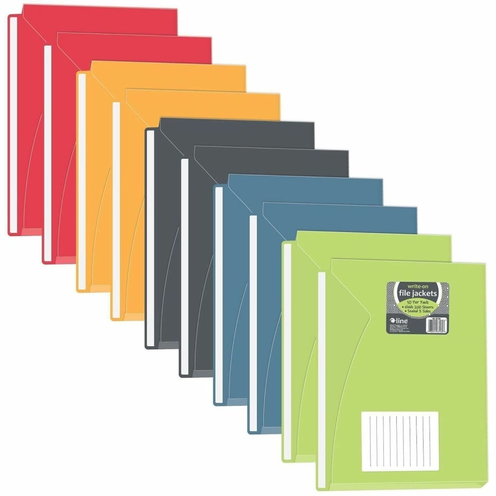 C-Line Write-On Poly File Jackets - Assorted Colors, 11 X 8-1/2, 10/PK, 63160 MPN:63160