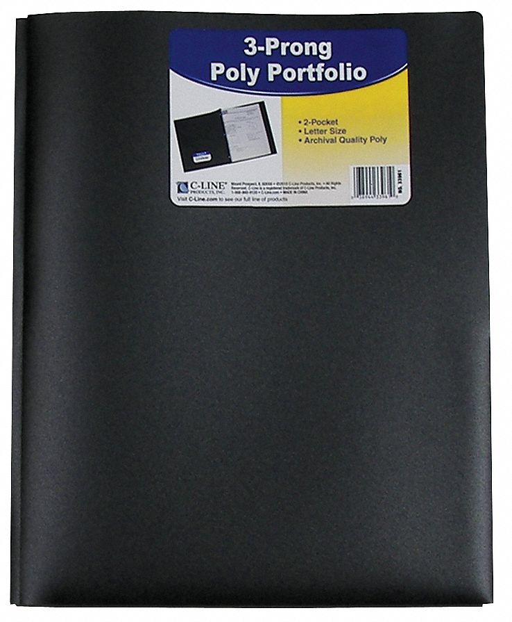 Poly Portfolio Folder w/Prongs Blk PK25 MPN:33961