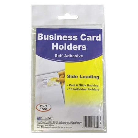 Self-Adhesive Business Card Holders, Side Load, 2 x 3.5, Clear, PK10 MPN:70238