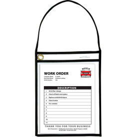 C-Line Products Shop Ticket Holder with Strap Black Stitched Both Sides Clear 9 X 12 15/BX 41922