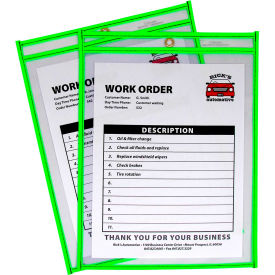 C-Line Products Neon Shop Ticket Holder Green Stitched Both Sides Clear 9 x 12 15EA/BX 43913
