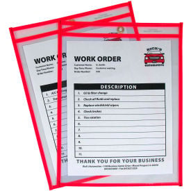 C-Line Products Neon Shop Ticket Holder Red Stitched Both Sides Clear 9 x 12 15EA/BX 43914
