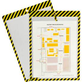 C-Line® Shop Ticket Holder Vinyl with Yellow/Black Stripes 25/Box 44101
