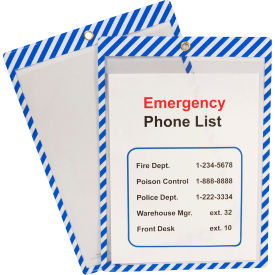 C-Line® Shop Ticket Holder Vinyl with Blue/White Stripes 25/Box 44105