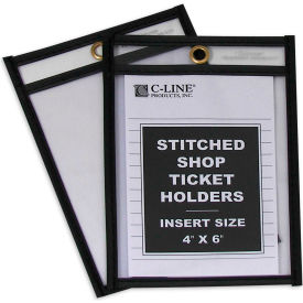 C-Line Products Shop Ticket Holders Stitched Both Sides Clear 4 x 6 25/BX 46046