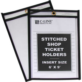 C-Line Products Shop Ticket Holders Stitched Both Sides Clear 6 x 9 25/BX 46069