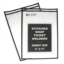 C-Line Products Shop Ticket Holders Stitched Both Sides Clear 11 x 17 25/BX 46117