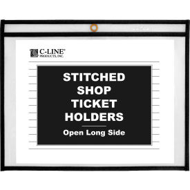 C-Line Products Shop Ticket Holders Stitched Both Sides Clear Open Long Side 11 x 8 1/2 25/BX 49911