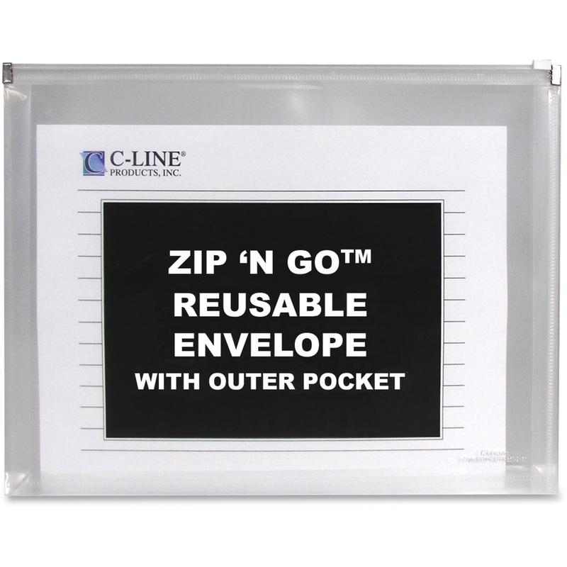 C-Line Zip N Go Reusable Poly Envelope with Outer Pocket - Zipper Closure, Clear, 3/PK, 48117 (Min Order Qty 10) MPN:48117