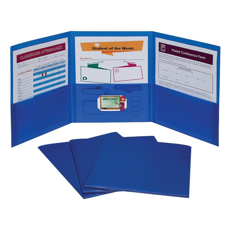 C-Line 3-Pocket Poly Portfolios, 8-1/2in x 11in, Letter Size, Blue, Pack Of 24 Portfolios MPN:CLI33945