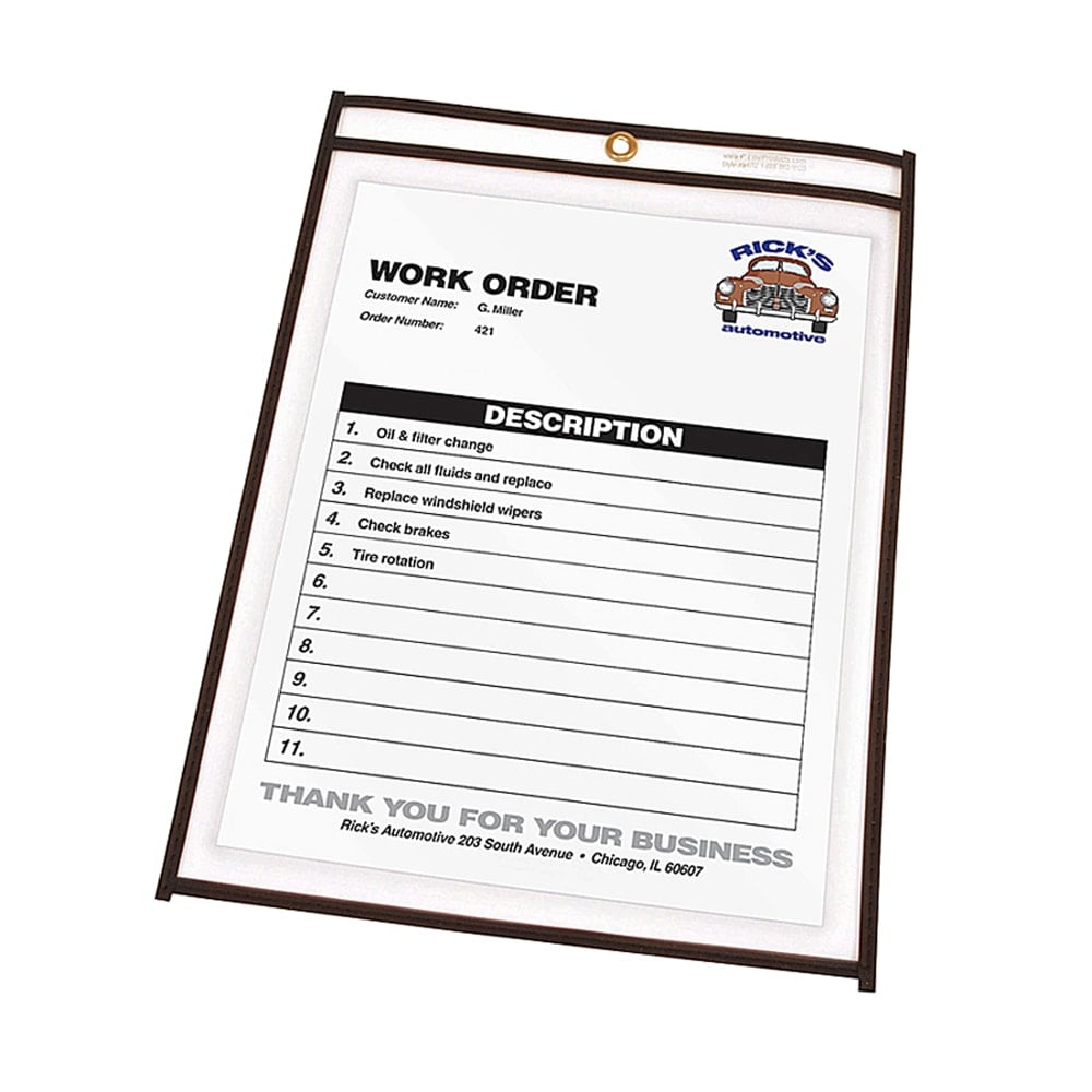 C-Line Stitched Vinyl Shop Ticket Holders, 8 1/2in x 11in, Clear, Box Of 25 (Min Order Qty 3) MPN:46911