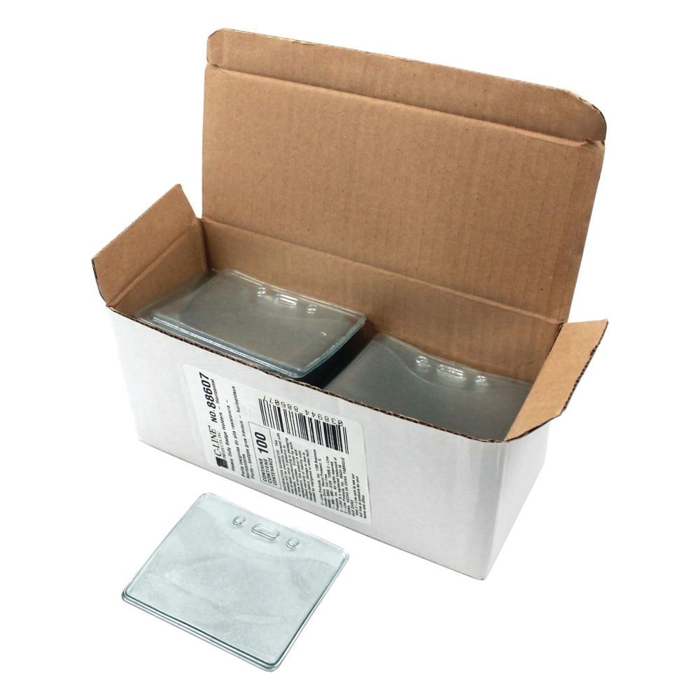 C-Line Vinyl Horizontal ID Badge Holders, 2 3/8in x 3 3/8in, Clear, Pack Of 100 MPN:88607