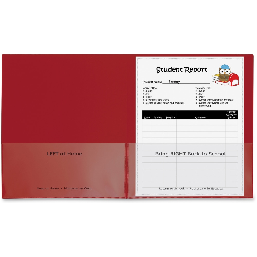 C-Line Classroom Connector School-To-Home Folders, 8-1/2in x 11in, Red, Box Of 25 Folders MPN:32004