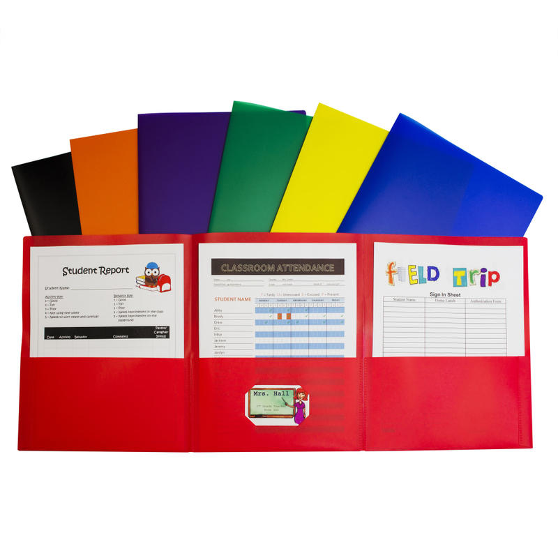 C-Line 3-Pocket Poly Portfolios, Letter Size, Assorted Colors, Pack Of 24 Portfolios MPN:33940