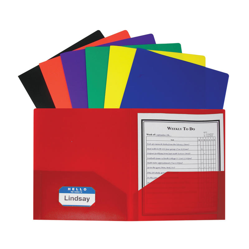 C-Line 2-Pocket Poly Portfolios, Assorted Colors, Pack Of 36 MPN:33950