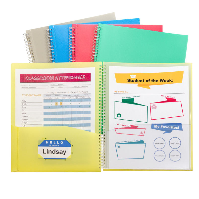 C-Line 8-Pocket Spiral-Bound Poly Portfolios, Letter Size, Assorted Colors, Pack Of 12 Portfolios MPN:33080