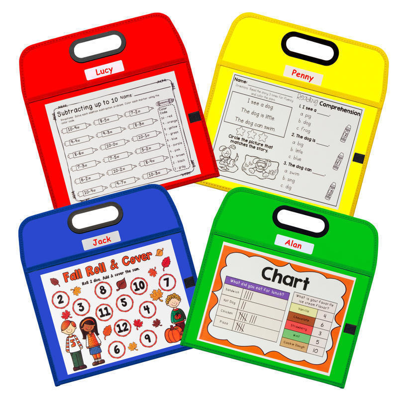 C-Line Portable Dry-Erase Pockets, 10in x 13in, Assorted Colors, Pack Of 16 Pockets MPN:40210