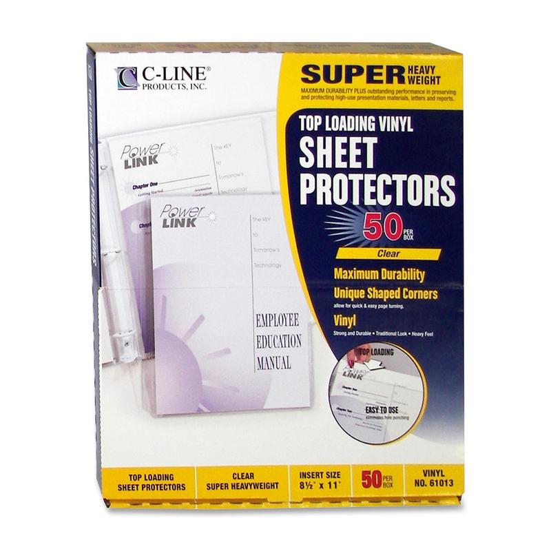 C-Line Vinyl Top-Loading Sheet Protectors, 8 1/2in x 11in, Box Of 50 MPN:61013