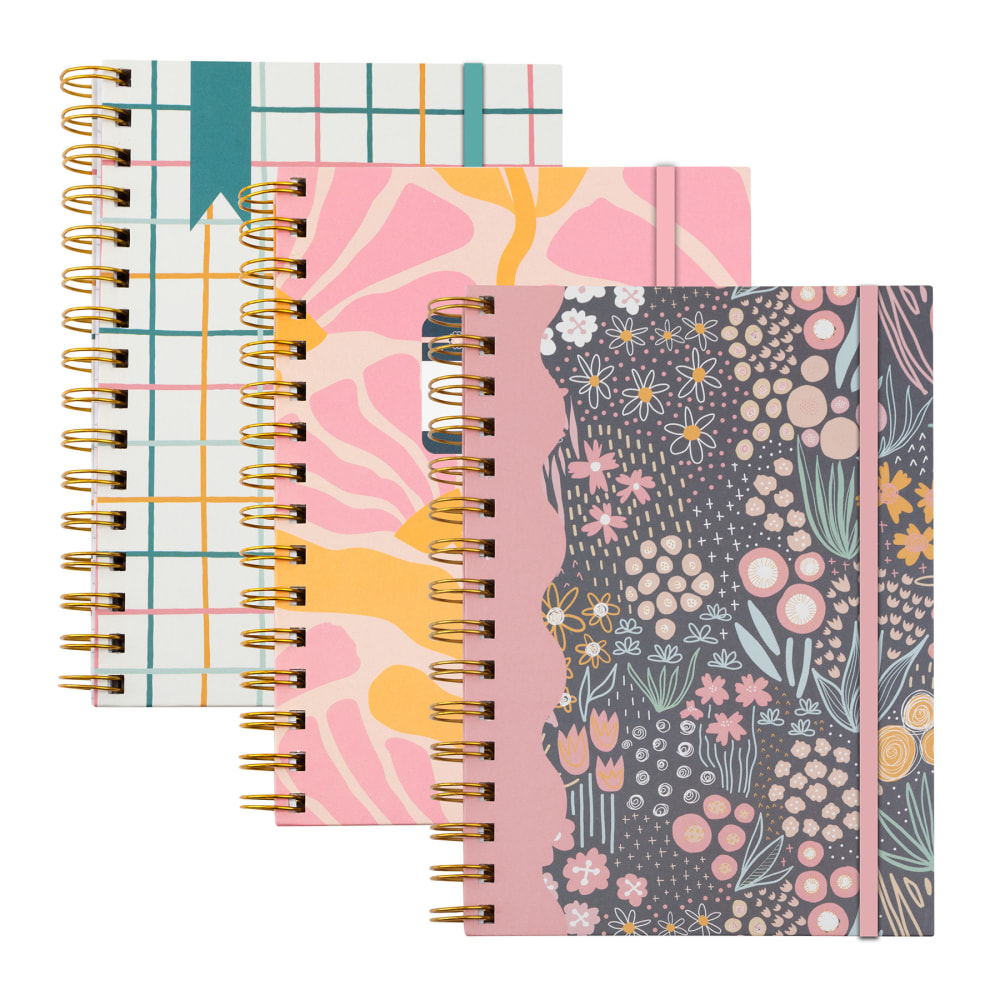 C-Line Signature Series Journals, 5-3/4in x 8in, College Ruled, 100 Pages, Assorted Designs, Pack Of 3 MPN:CLI24002