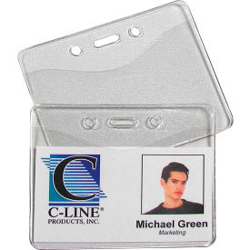 C-Line Products Heavy Duty Badge Holders Vinyl Horizontal 2 3/8 x 3 3/8 100/BX 88607