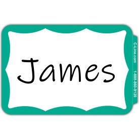C-Line Products® Pressure Sensitive Badges Border Green 3-1/2