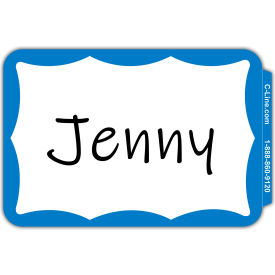 C-Line Products® Pressure Sensitive Badges Border Blue 3-1/2
