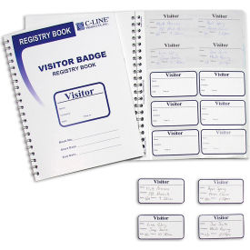C-Line Products Visitor Badges with Registry Log 150/Pack 97030