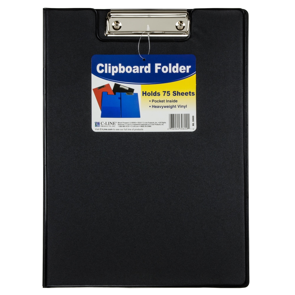 C-Line Clipboard Folders, 8-1/2in x 11in, Blue/Red/Black, Pack Of 12 Folders MPN:30600-DS