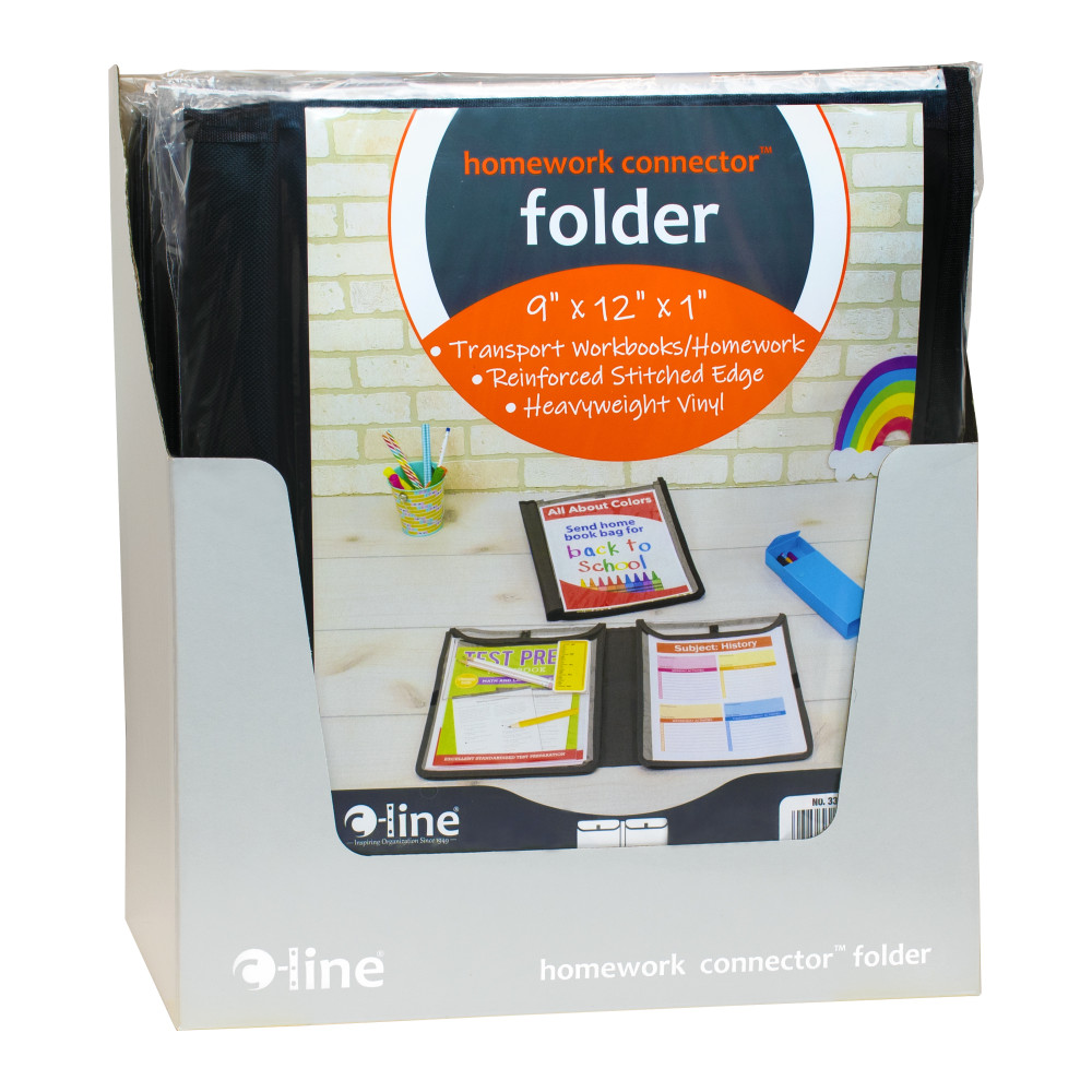 C-Line Classroom Connector Folders, 8-1/2in x 11in, Black, Box Of 24 Folders MPN:33001-DS