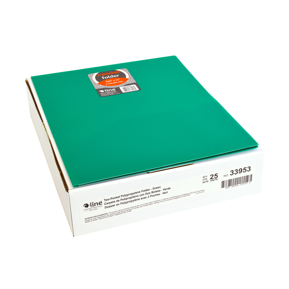 C-Line 2-Pocket Poly Portfolios, Letter Size, Green, Pack Of 25 Portfolios MPN:33953-BX
