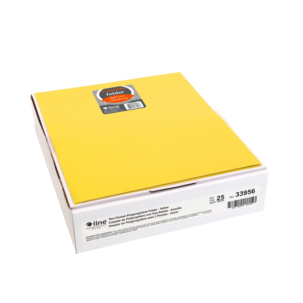C-Line 2-Pocket Poly Portfolios, Letter Size, Yellow, Pack Of 25 Portfolios MPN:33956-BX