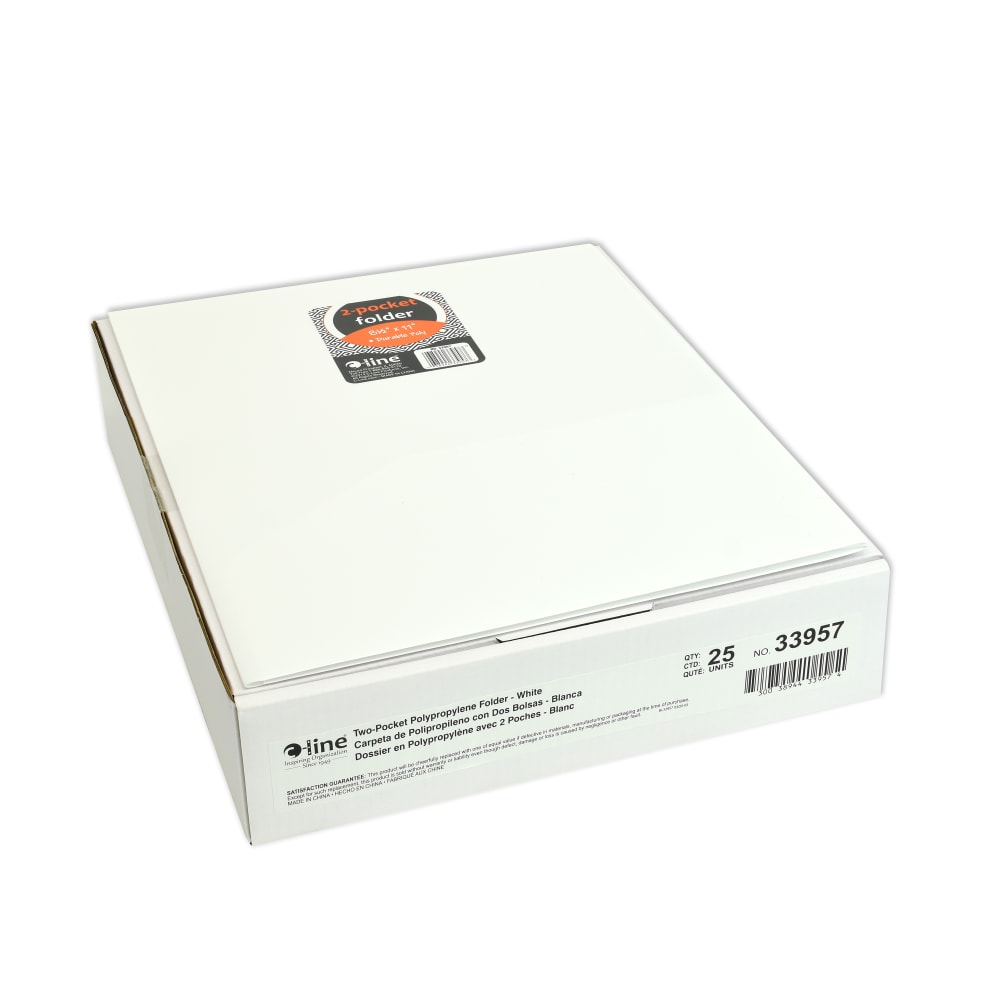 C-Line 2-Pocket Poly Portfolios, Letter Size, White, Pack Of 25 Folders MPN:33957-BX