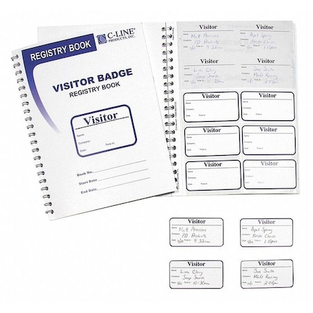 3-5/8'' x 1-7/8'' Visitor Badges with Registry Log, 1/BX MPN:97030