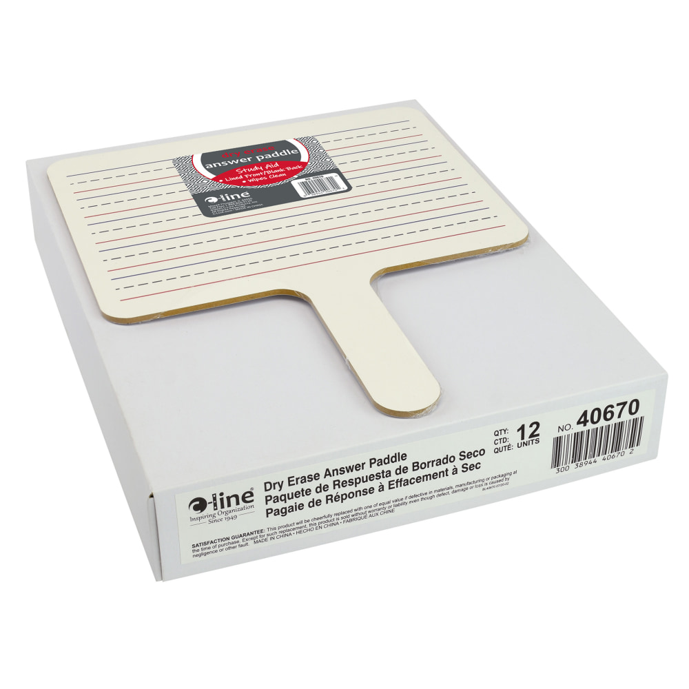 C-Line 2-Sided Dry-Erase Answer Paddles, 10in x 8in, White, Pack Of 12 Paddles MPN:CLI4067012